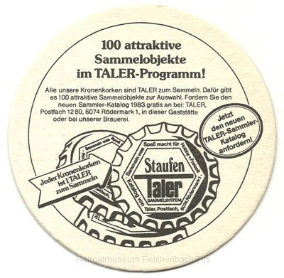 staufen2.jpg - Göppingen: Bierdeckel "Staufen Bräu - Das Bier zum Treubleiben" (Rückseite).