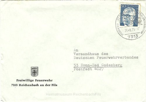 feuer 4.jpg - Briefumschlag der Freiwilligen Feuerwehr an das Versandhaus des Deutschen Feuerwehrverbandes in Bonn-Bad Godesberg von 1975