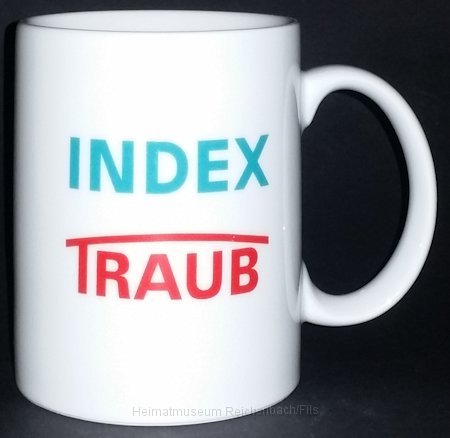 traub17.jpg -                  Kaffeetasse mit Aufdruck "INDEX TRAUB"