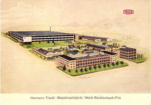 traub4.jpg - Ansichtskarte mit dem Werksgelände der Firma Hermann Traub, Maschinenfabrik, Werk Reichenbach/Fils