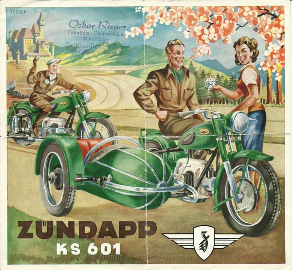 rieger1.jpg - Prospekt der "KS 601" von Zündapp, überreicht durch Oskar Rieger; Fahrräder, Nähmaschinen und Motorräder; Stuttgarter Str. 41, Reichenbach