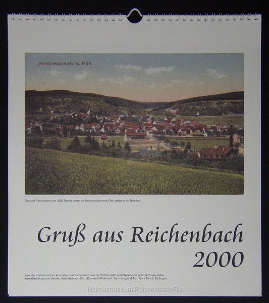 sonst8.jpg - Wandkalender "Gruß aus Reichenbach" für das Jahr 2000 mit historischen Ansichten aus der Zeit der Jahrhundertwende bis in die sechziger Jahre. Das Deckblatt zeigt den Blick auf Reichenbach um 1926.