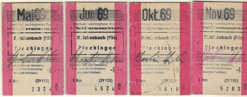 zug11.jpeg - Schülermonatskarten Reichenbach (Fils) - Plochingen von 1969. Eine Karte kostete damals 8 Mark.