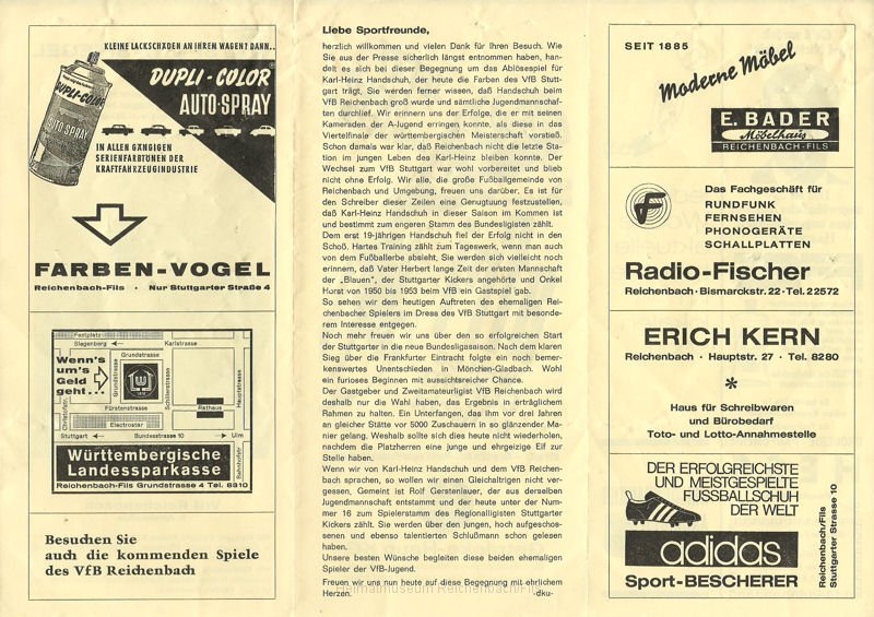 sport8.jpg - "Sport-Spiegel" zum Abschiedsspiel für Karl-Heinz Handschuh vom 30.08.1967: VfB Reichenbach gegen den VfB Stuttgart (Rückseite).