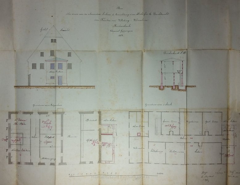 wurz5.jpg - Plan über einen neu zu erbauenden Anbau und Einrichtung einer Küche für die Durchlaucht den Fürsten von Waldburg - Wurzach in Reichenbach Oberamt Göppingen 1875.